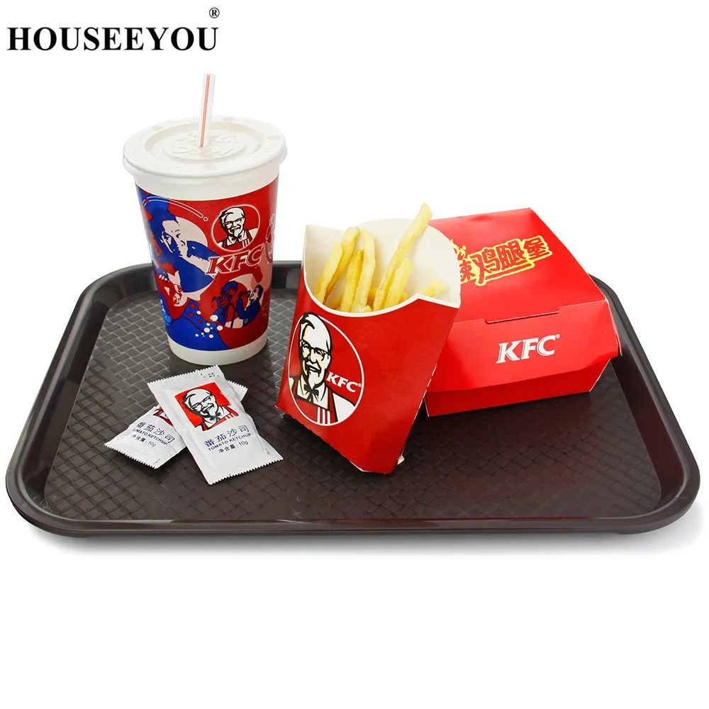 

Rectangle Safe Plastic Fast Food Serving Trays Fruit Dish Dinner Drinking Plate for Hotel Bar Restaurant Storage Organizer
