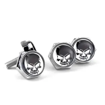 

4PCS Car Stickers Funny Skull Emblem Car License Plate Bolts with Gasket For Volkswagen Stylish Alloy Car Accessory JDM Stickers