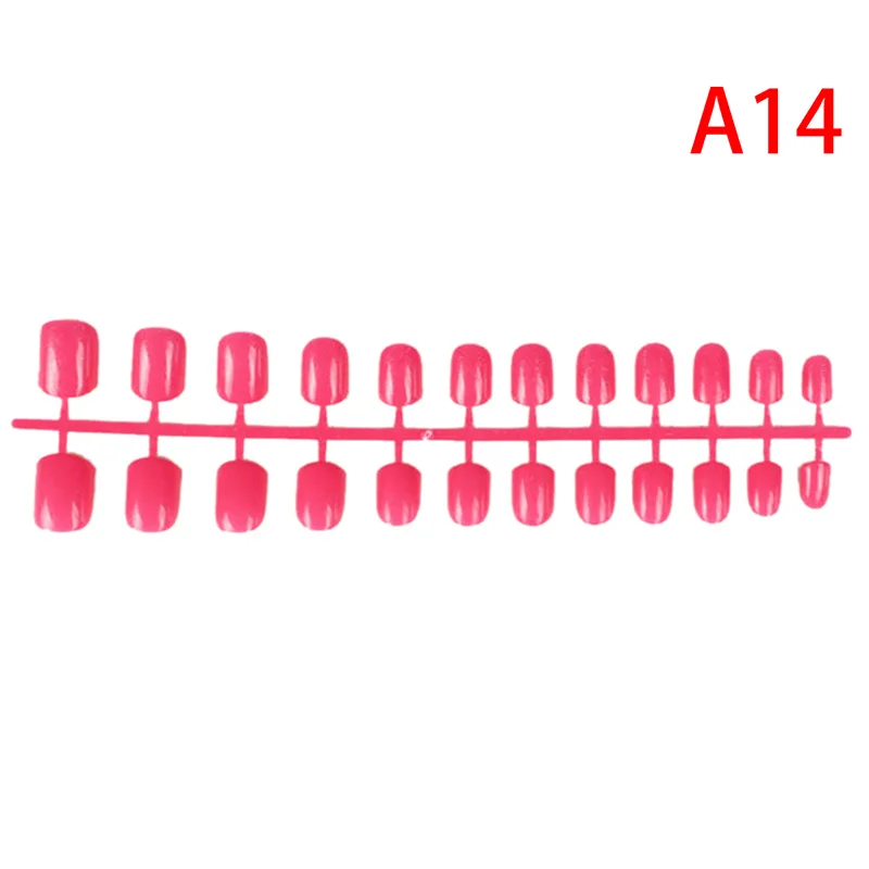 24 шт./компл. накладные ногти ABS искусственный кончиками пальцев Пресс на коротким круглым составляют 31 Цвет короткие накладные ногти для ног, нейл-арта украшения - Цвет: 14