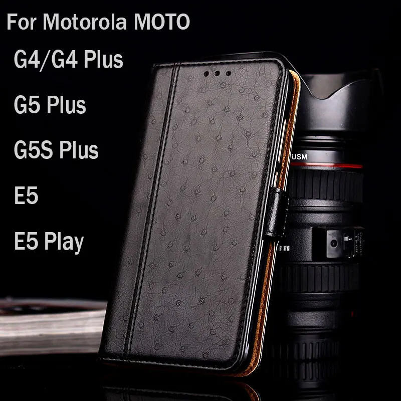 Чехол для Motorola moto E5 G4 G5 G5S plus play роскошный чехол из страусиной кожи с подставкой
