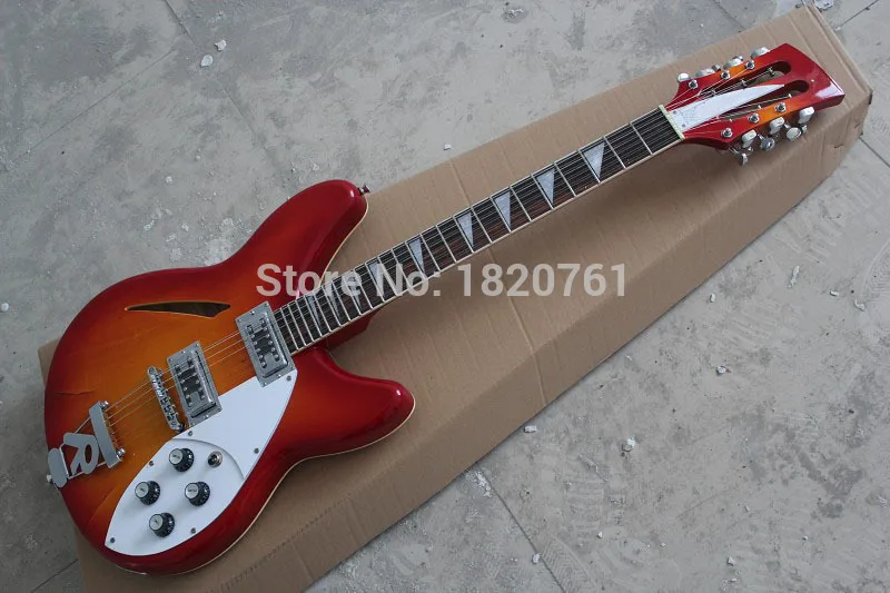 

Free shipping Custom Shop rick 12 Strings Semi-hollow 2 Pickups Cherry Red guitar with R Tail in stock 1400501