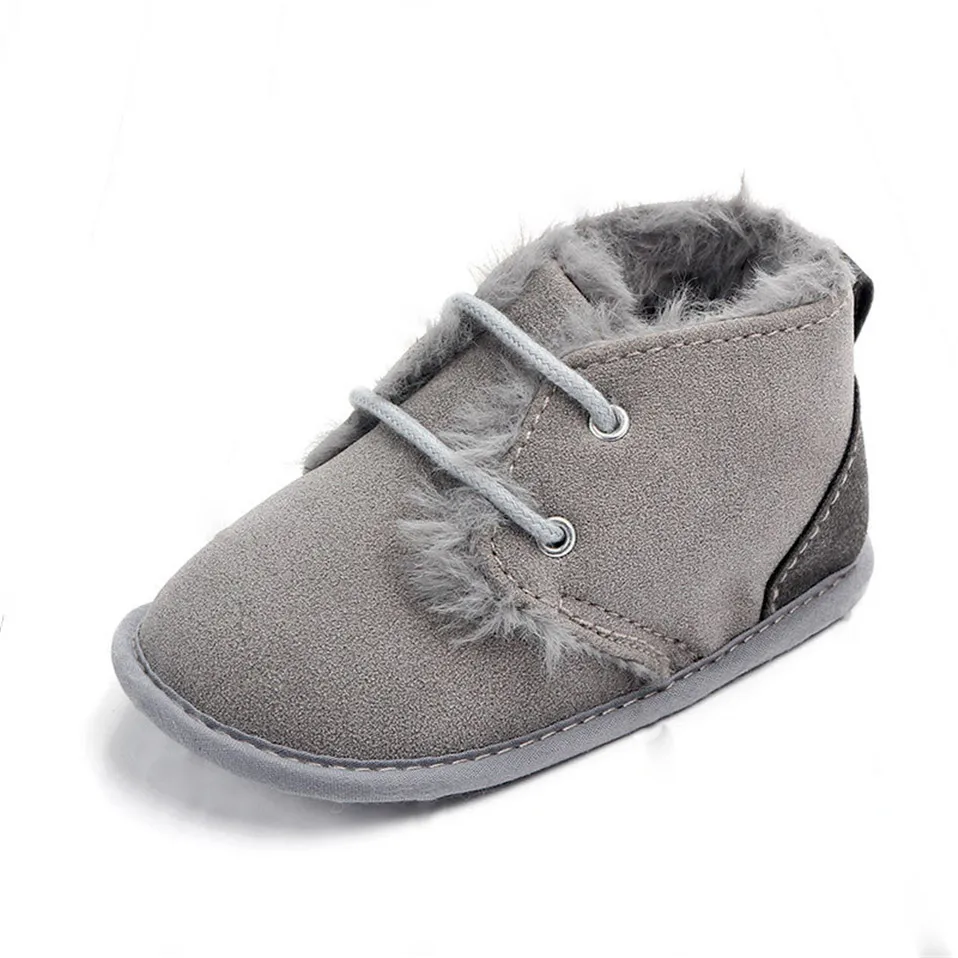 Новое поступление года; детские ботинки для новорожденных; теплые зимние ботинки для первых шагов; нескользящие ботинки на мягкой подошве для маленьких мальчиков и девочек - Цвет: Gray