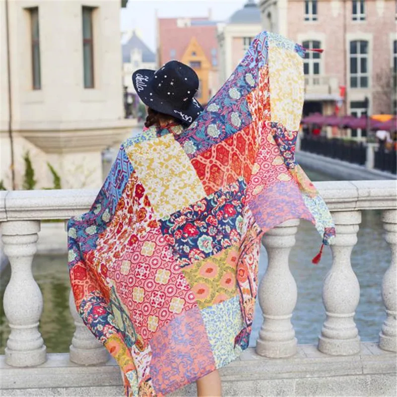  Hot Spring Summer Ladies Ethnic Style Scarf Beach Head Sarong Wrap Shawl handkerchief women's scarv