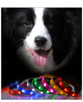 

D39 TPU luminous pet dog collar with gemstone LED dog collar collar