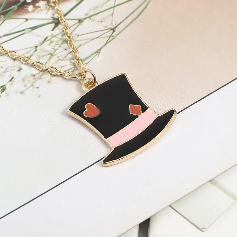 Diy-Cartoon-Gold-Enamel-Colorful-Clown-Hat-Necklace-Kawaii-Droll-Girl-Heart-Cap-Charm-Jewelry-For (3)
