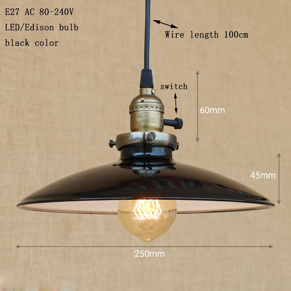 Винтажная Современная Подвесная лампа светодиодный красочный железный подвесной светильник американский стиль лофт бар/ресторан гостиная E27 светильник