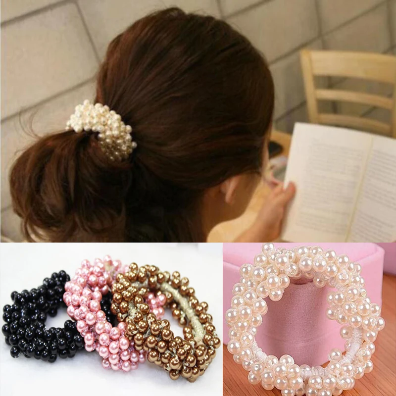

1x new fashion artificial pearl hair ring hair styling accessories
