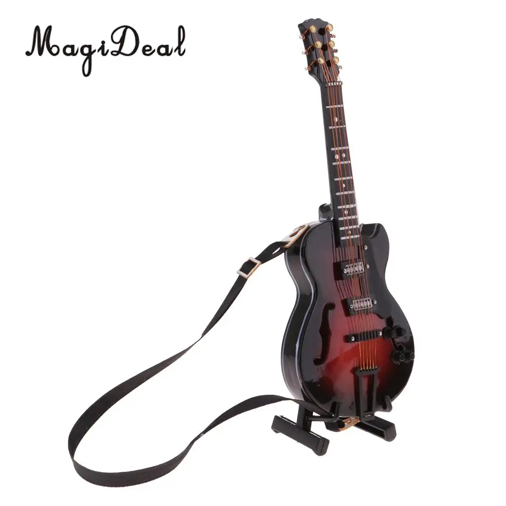 Delicate 1/8 Scale Miniature Wooden Guitar Acoustic Guitar Model Collections Home Office Desk Display Ornaments