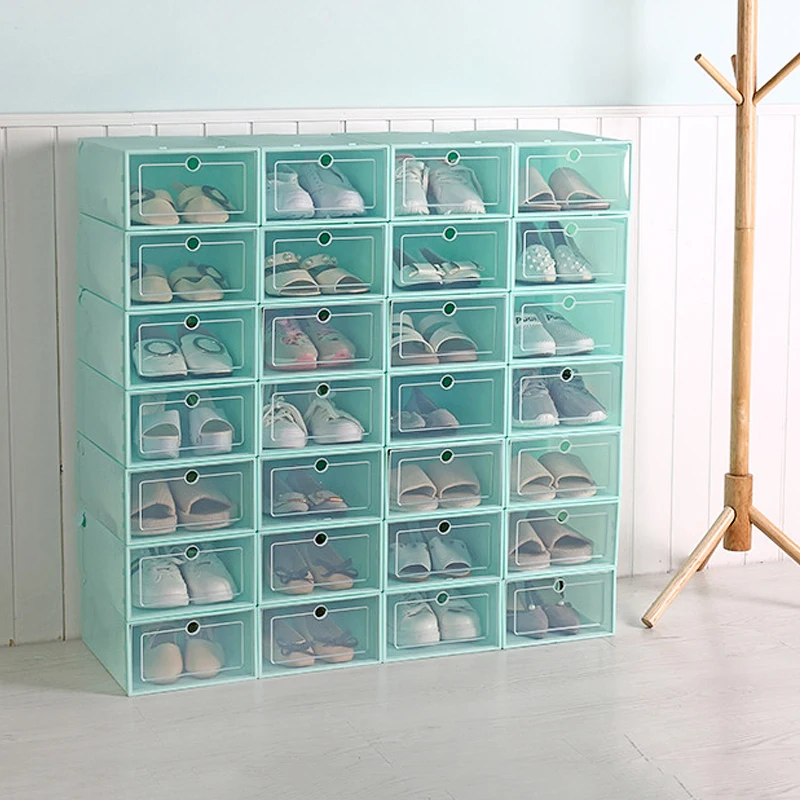 

Storage Artifact Flip Drawer Box Pots Storage Basket Transparent Plastic Shoe Box Foldable Can Be Superimpose Caixa Organizadora