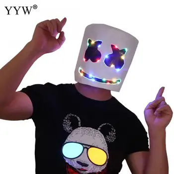 

Led Helmet Mask Cosplay Prop Dj Halloween Party Latex Masks Neon Mask Bar Led Luminous Masks Ghost Mascara Halloween Carnival