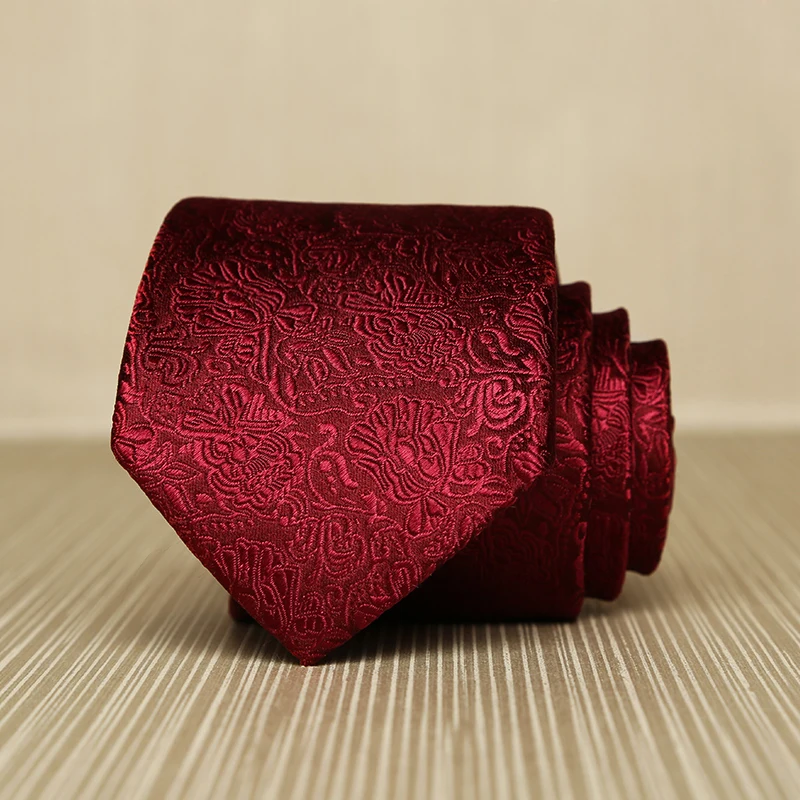 Мужской шелк натуральная ткань Дизайнеры галстуков Мода 7 см шейный галстук Роскошный шелковый красный Пейсли жаккард тканые мужские галстуки