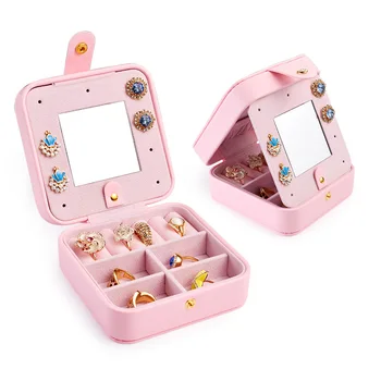 

Portable Storage Organizer jewelry Travel Case Fashion Cosmetic Leather Organizer Display Necklace Ring Storage Case