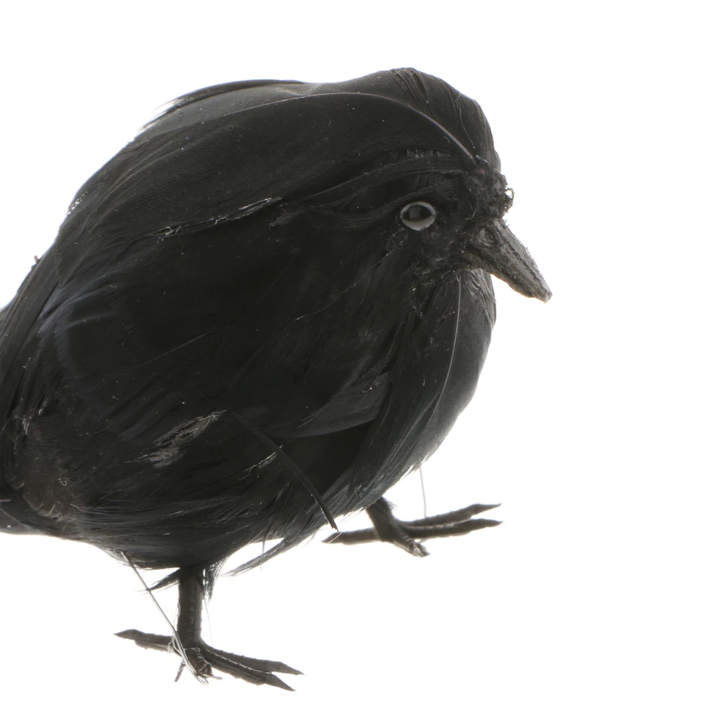 MagiDeal Creative Fake Black Feathered Foam Crows Birds Ravens Halloween Decor Props Craft Garden Yard Decor Ornament 