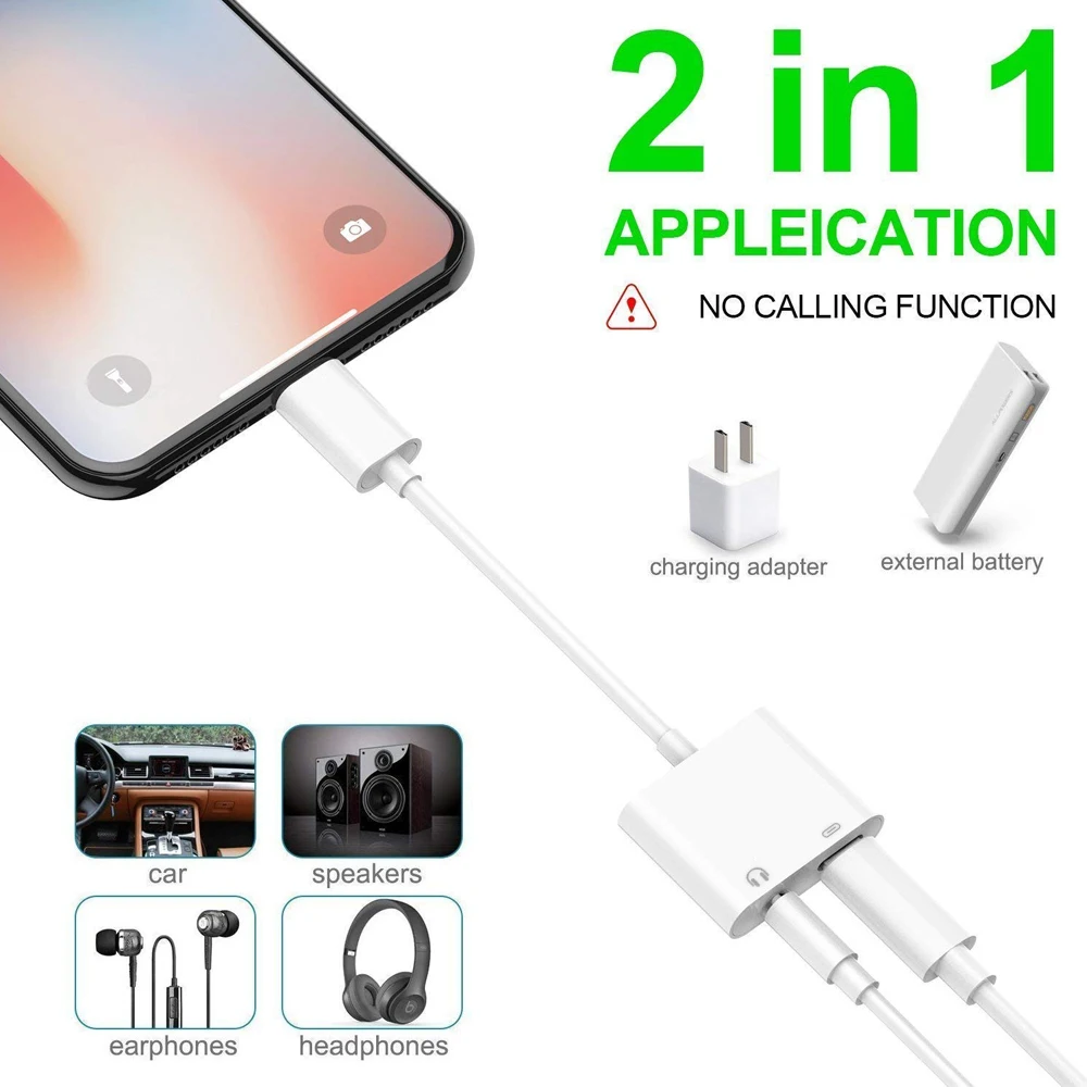 Ascromy 2in1 3 5 мм Jack AUX адаптер сплиттер для Apple iPhone XS Max XR X S 8 плюс 7 наушников аудио