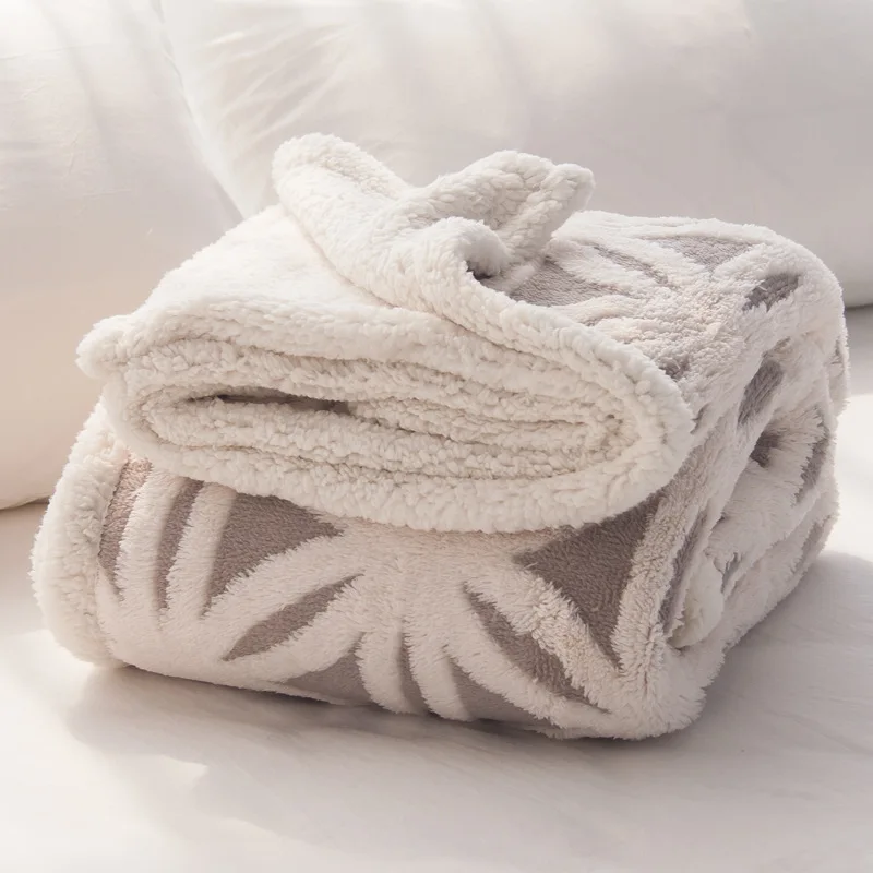 Knit jacquard flannel fleece Blanket 2 layers blanket for on sofa/bed