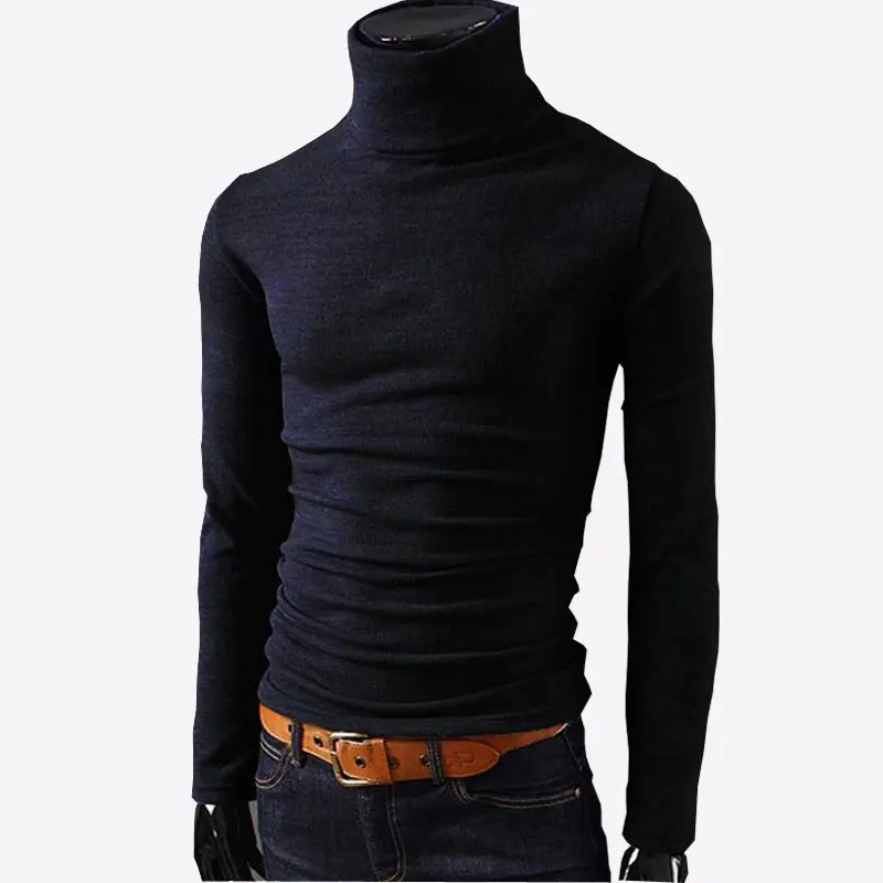 Compra Hombres jersey de cuello alto negro online al por
