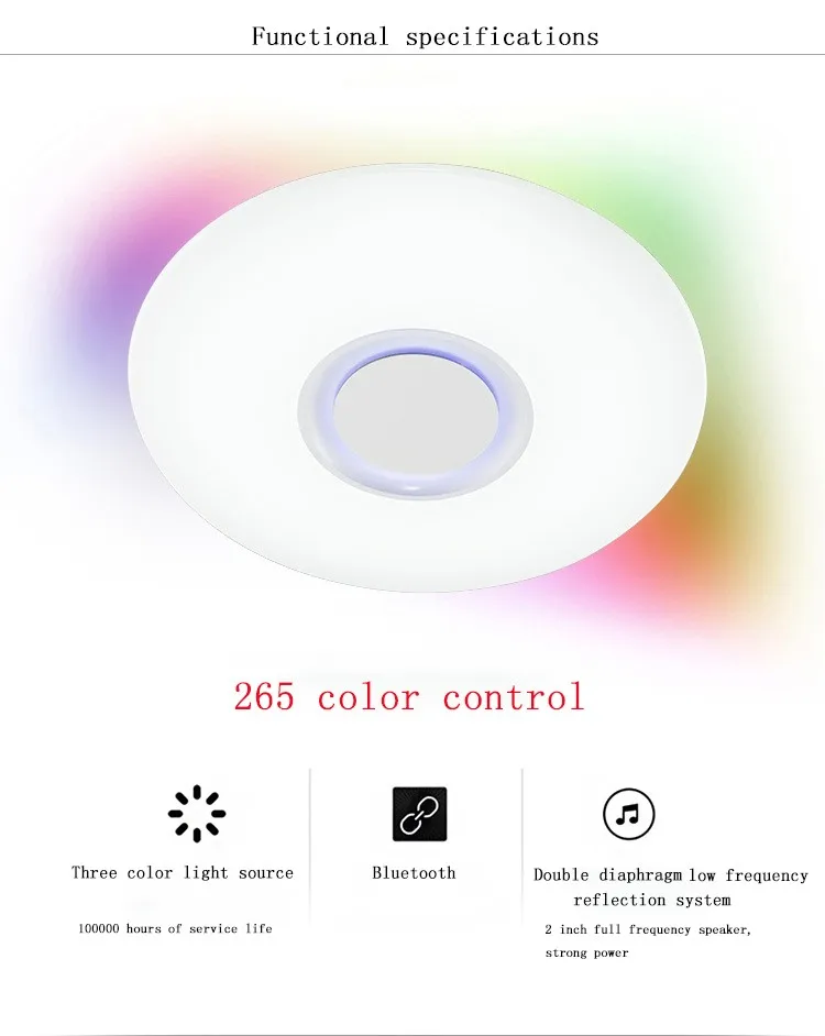 Цветная(RGB) Bluetooth светодиодный музыкальный потолочные светильники приложение Дистанционное Управление акриловая Светодиодная лампа с регулировкой освещения 110V 220V 24 Вт Lamparas De Techo светодиодный светильники