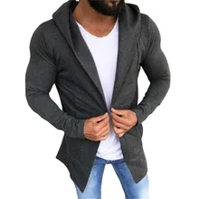 

Men 2018 Spring New Slim Fit Thin Fashion casual Mens Sweatshirt personality Hooded Cardigan design Pure color coat 2XL
