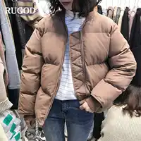 RUGOD 新厚い女性ジャケットコートロングスリーブソリッド綿コートカジュアルジッパー暖かい冬服ファッション雪の摩耗 veste ファム
