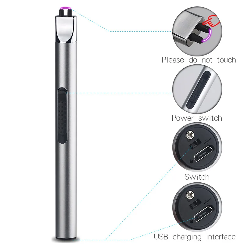 

Kitchen Lighters USB Rechargeable Electronic Arc Pulse Cigarette Lighter Windproof for Outdoor BBQ Camping Kitchen Stove Lighter