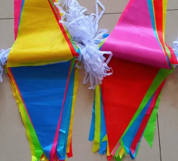 

Multi Color Pennant Banners String Flag Triangles Party Decor Nylon 50m Rope Flag String Wedding Shop Street Garden Decoration