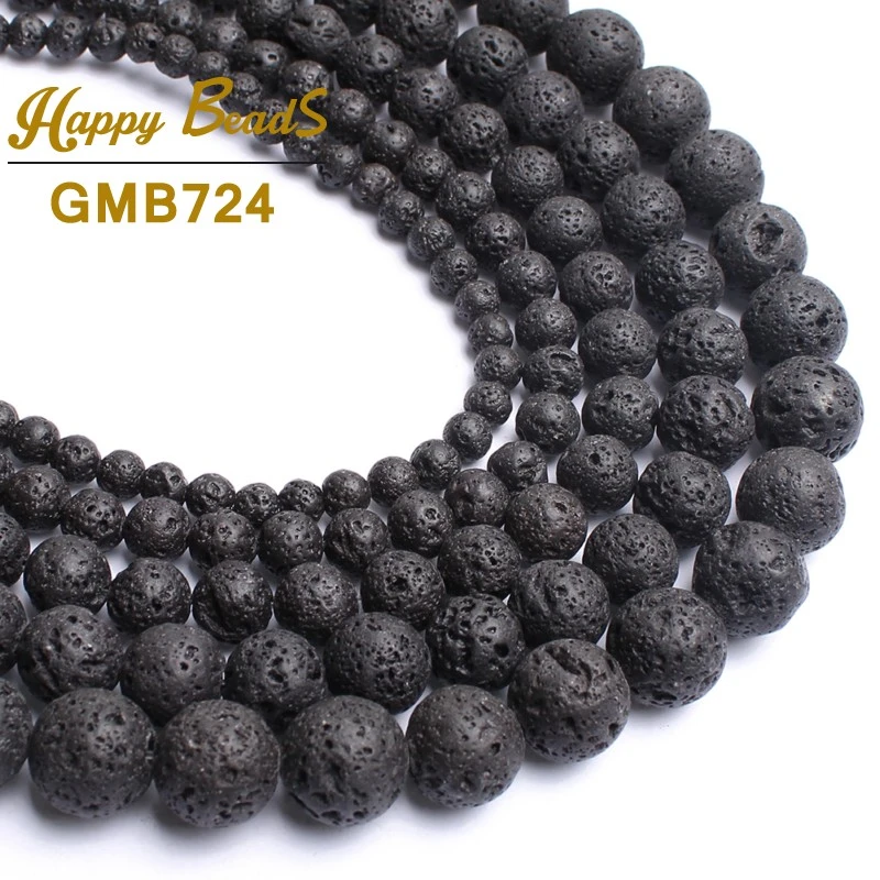 Natural Stone Volcano Lava Round Loose Beads For DIY Jewelry Makings 8MM Du