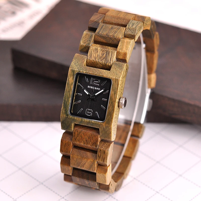 BOBOBIRD женские часы деревянный квадратный дизайн элегантные стильные женские наручные часы отличный подарок для девочек reloj mujer Прямая поставка C-eS02