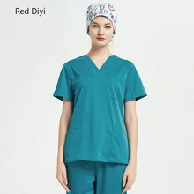 Костюм медика хирургическое платье новорожденных Спецодежда для врача медсестры антистатический с коротким рукавом сплит костюм рабочая одежда