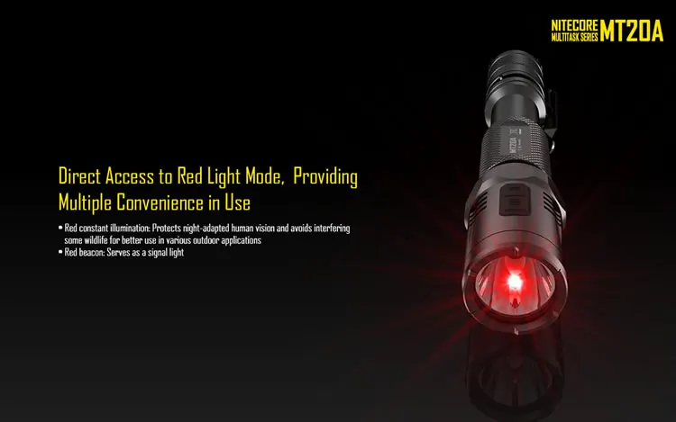 NITECORE MT20A многозадачный Тактический светильник R5 Белый Красный светодиодный светильник освещение AA Кемпинг ручной светильник ing фонарь