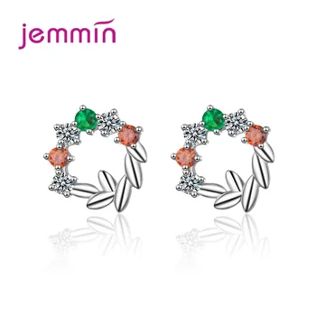 

New Colorful Cubic Zirconia Paved Earrings 925 Sterling Silver Women Fashion Wedding Engagement Party Jewelry Free Shipping