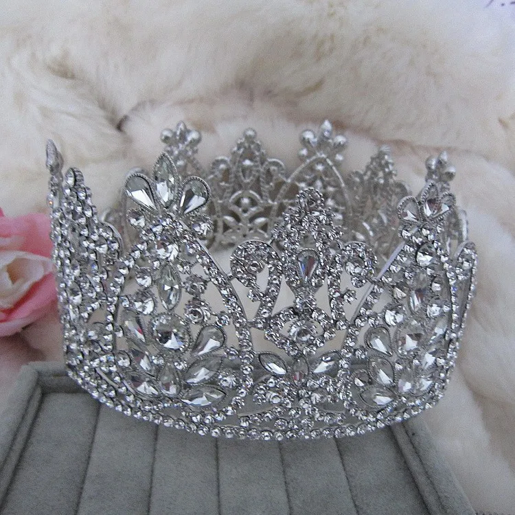 Держащий цвет невесты большая корона принцесса ювелирные изделия для волос Европа высшего класса украшение для головы с кристаллами