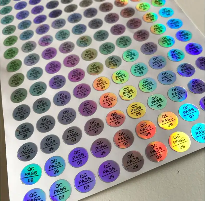 

2000pcs 1cm diameter QC PASSED hologram PET plastic label product certification stickers