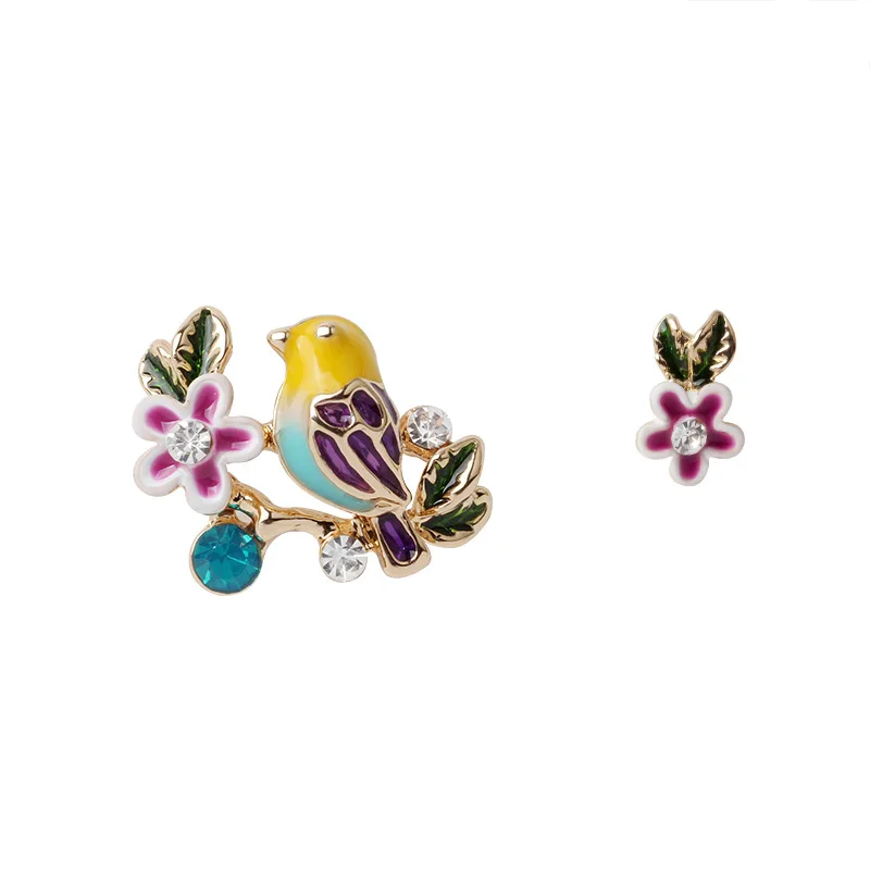 Новое поступление, эмалированные серьги с птицами, цветами, серебряными иглами, серьги для женщин и девушек, подарок
