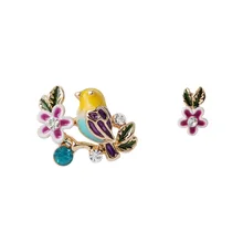 Новое поступление, эмалированные серьги с птицами, цветами, серебряными иглами, серьги для женщин и девушек, подарок