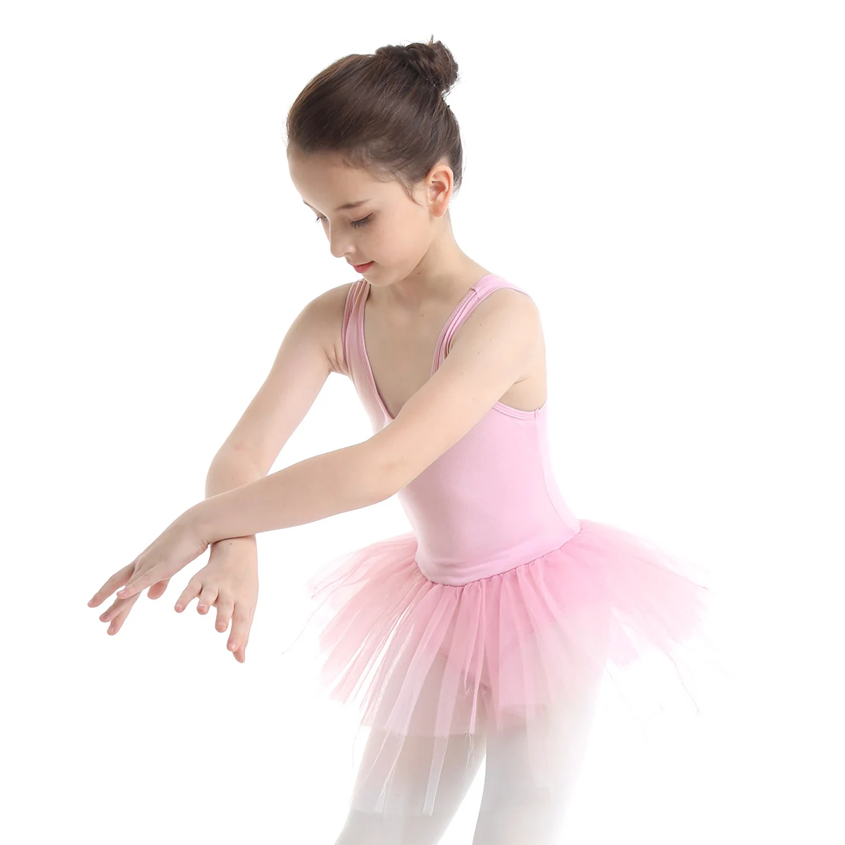 iEFiEL Girls Cotton Tank Top Tiered Mesh Tutu Skirt Ballet Dance Gymnastics Leotard Layered Dress