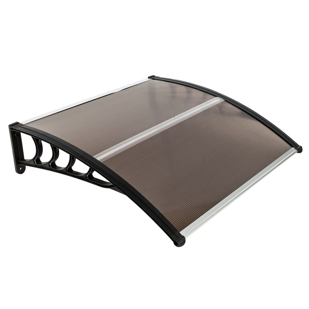 

100x100CM Household Application Door Window Rain Cover Eaves Brown Board Black Holder UV Rain Snow Protection for House Decor