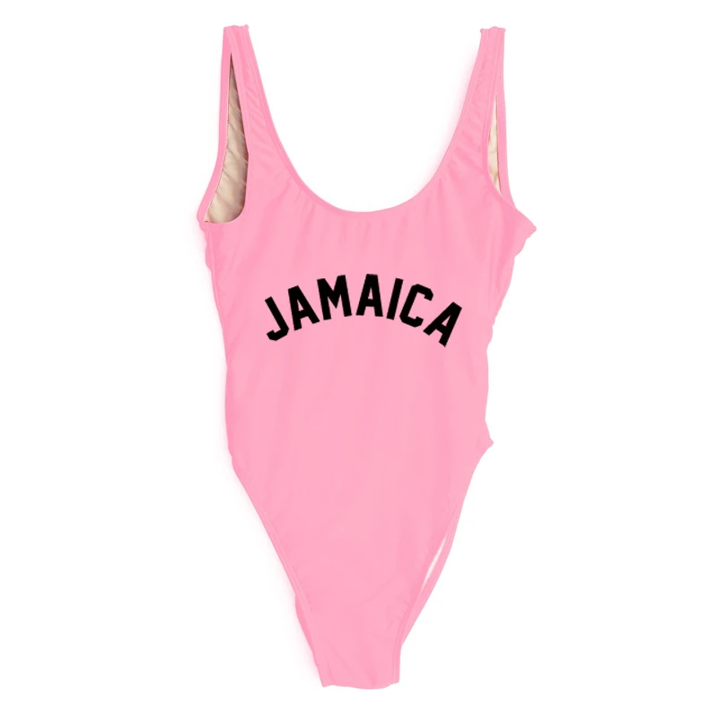 Сексуальный цельный купальный костюм новая Ямайка боди с буквенным принтом женский купальник красный Летний Пляжный купальный костюм для девочек женский купальный костюм - Цвет: PKBK