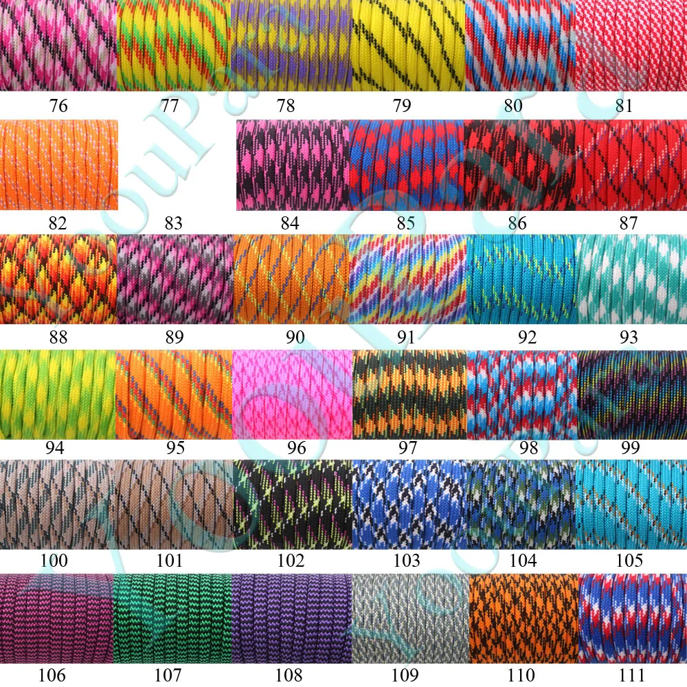 110 Colors Dia. 2mm Paracord for Survival Parachute Cord Lanyard one stand  Cores 100FT Rope Camping