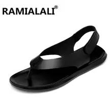 Ramialali/Мужская обувь; мужские сандалии из кожи; Летняя мужская обувь; пляжные дышащие сандалии-гладиаторы для мужчин; zapatillas hombre; большие размеры