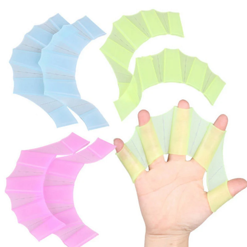 

1 Pair Frog Silicone Hand Swimming Fins Handcuffs Flippers Swim Palm Finger WHShopping