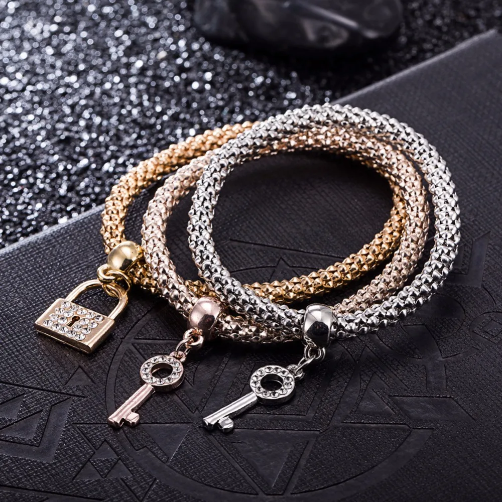 Charm Key & Lock Pendant Bracelets Jewelry Cheap Zinc Alloy Chain