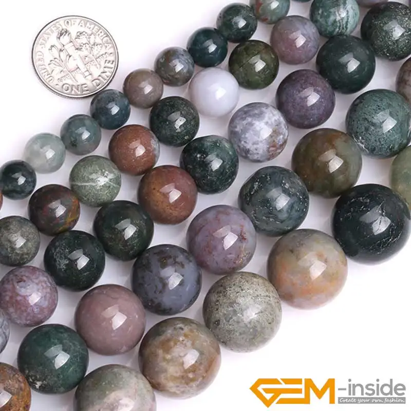 Natural Stone Indian Agates Round Beads For Jewelry Making Strand 15 ...