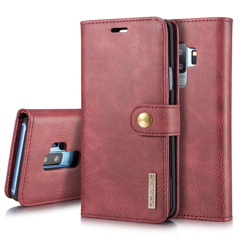 

Genuine Luxury Leather Wallet Flip Case for Samsung Galaxy Note8 S7 Edge S8 S9 Plus Card Slots Detachable Magnetic Cover