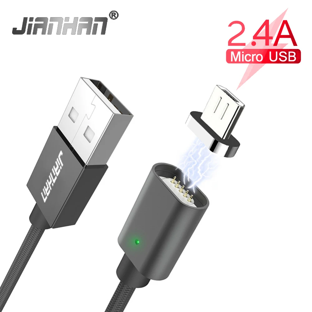 JIANHAN магнитное зарядное устройство Micro USB кабель для Xiaomi huawei Android мобильный телефон Быстрая зарядка магнит Microusb кабель для передачи данных провод