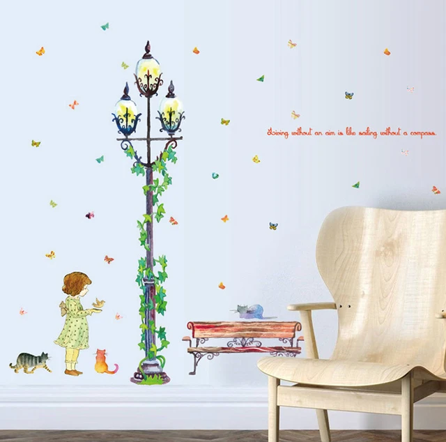 Streetlight Street View Large Wall Stickers Home Decor Living Streetlight Street View Large Wall Stickers Home Decor Living Room Diy Art Decals Removable Wallpaper