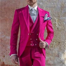 Красивые новые мужские костюмы, черные остроконечные лацканы, свадебные костюмы жениха, мужские смокинги на заказ, строгие смокинги, 3 штуки