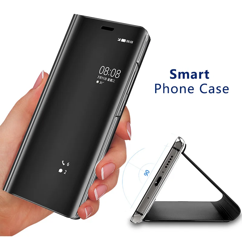 

Luxury Electroplating Mirror Phone Case for HUAWEI Mate 10 9 Pro P20 P20Pro P10 P9 Plus Mate 8 7 Smart View Flip Stand Cover