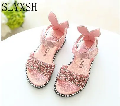 

SLYXSH kids shoes girls new summer female child girls sandals princess shoes rabbit baby shoes children's beach shoes