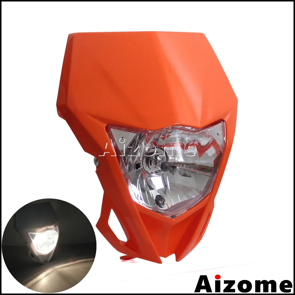Universal Motorcycle 35W Headlight Fairing Orange Motocross Dirt Bike