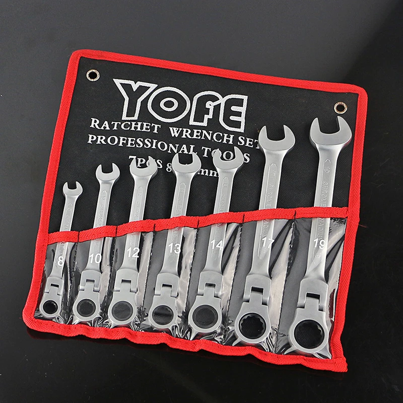 7 unids la llave con la combinación de Llave de trinquete Flexible de reparación de automóviles, herramientas de mano de llaves de un juego de llaves herramientas D6121
